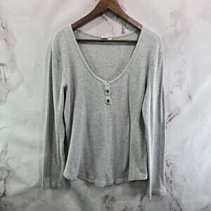 Tentree Shirt Womens XL Gray Thermal Waffle Long Sleeve John Organic 10 Tree